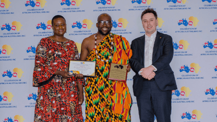 Bernard Baffour receiving award